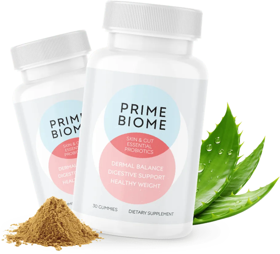 PrimeBiome probiotic gummies with aloe and botanical powder