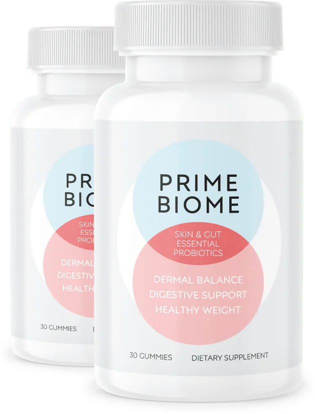 PrimeBiome two bottles of probiotic gummies