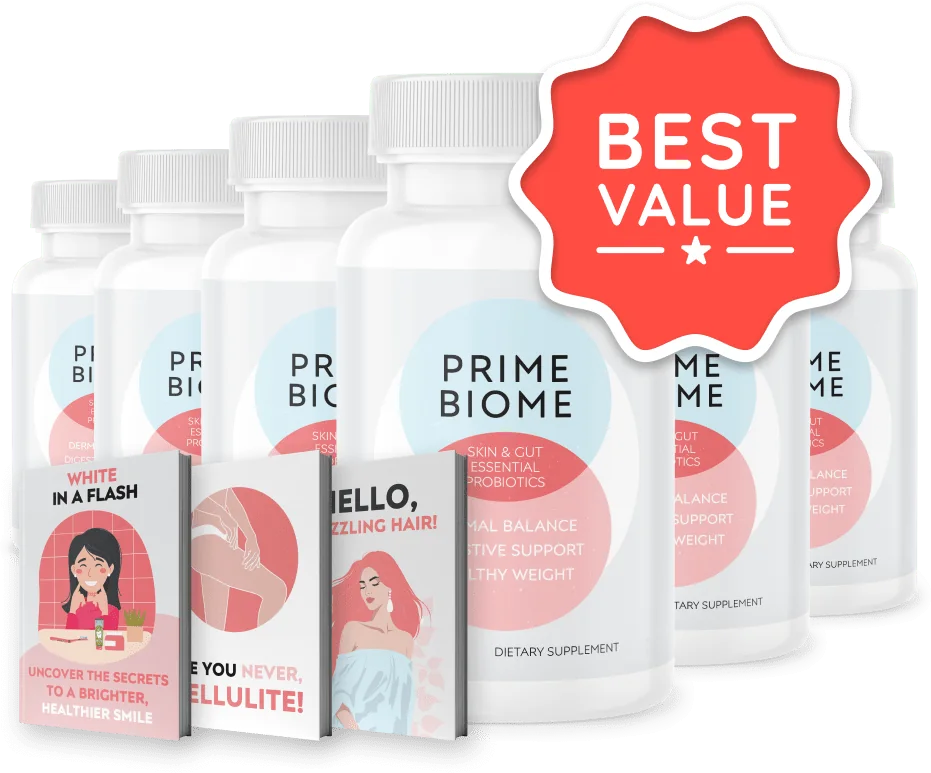 PrimeBiome 6 bottles best value with 3 free bonus e-books